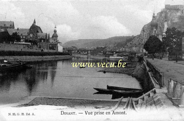 ancienne carte postale de Dinant Vue prise en Amont