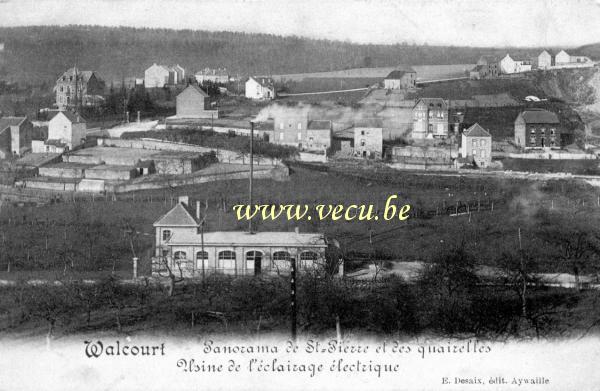 ancienne carte postale de Walcourt Panorama de St-Pierre et des quairelles - Usine de l'éclairage électrique