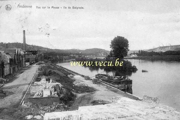ancienne carte postale de Andenne Vue sur la Meuse - Ile de Belgrade