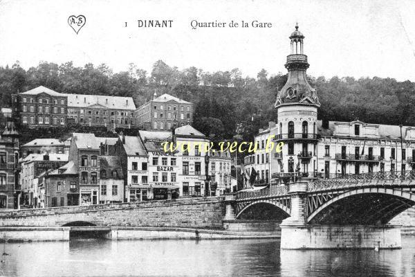 ancienne carte postale de Dinant Quartier de la Gare