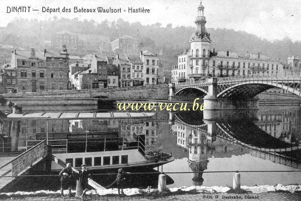 ancienne carte postale de Dinant Départ des Bateaux Waulsort - Hastière