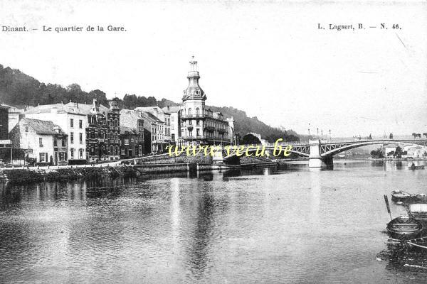 ancienne carte postale de Dinant Le Quartier de la Gare