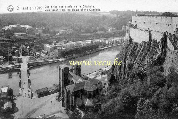 ancienne carte postale de Dinant Vue prise des glacis de la Citadelle