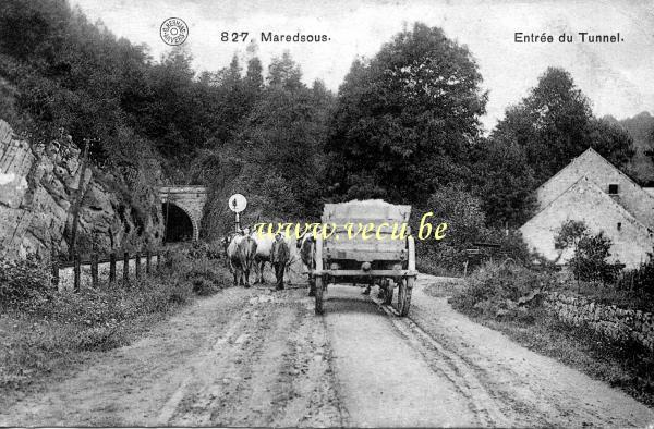 ancienne carte postale de Maredsous Entrée du Tunnel
