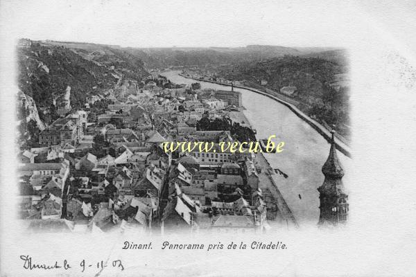 ancienne carte postale de Dinant Panorama pris de la Citadelle