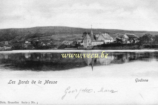 ancienne carte postale de Godinne Les Bords de la Meuse.   Godinne