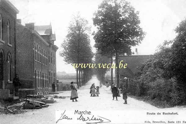 ancienne carte postale de Marche-en-Famenne Route de Rochefort