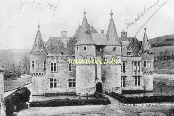ancienne carte postale de Spontin Vallée de la Meuse.  Le Château de Spontin