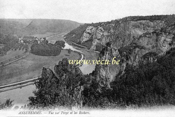 ancienne carte postale de Anseremme Vue sur Freyr et les Rochers