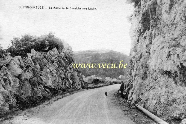 ancienne carte postale de Lustin La route de la Corniche vers Lustin