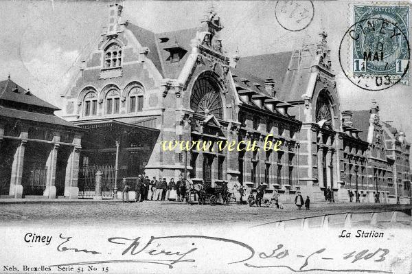 ancienne carte postale de Ciney La Station