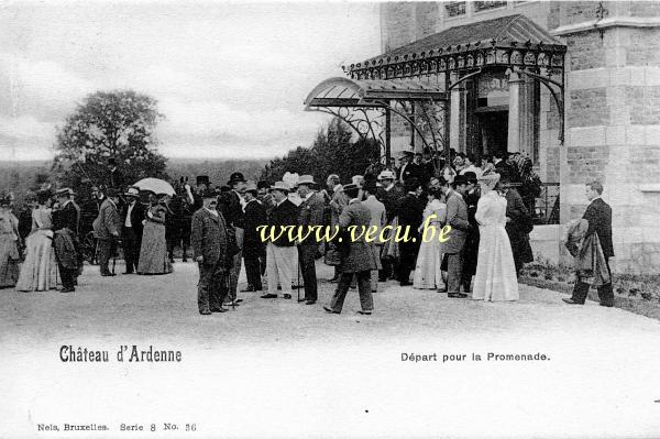 ancienne carte postale de Houyet Château d'Ardenne - Départ pour la promenade