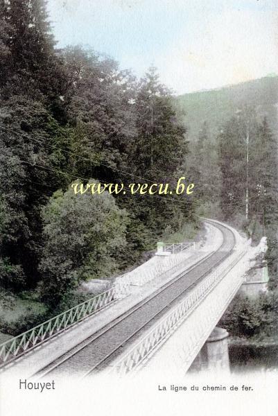 ancienne carte postale de Houyet La ligne du chemin de fer