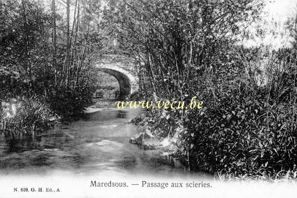 ancienne carte postale de Maredsous Passage aux scieries