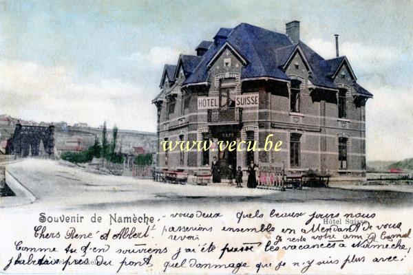 ancienne carte postale de Namêche Hôtel Suisse