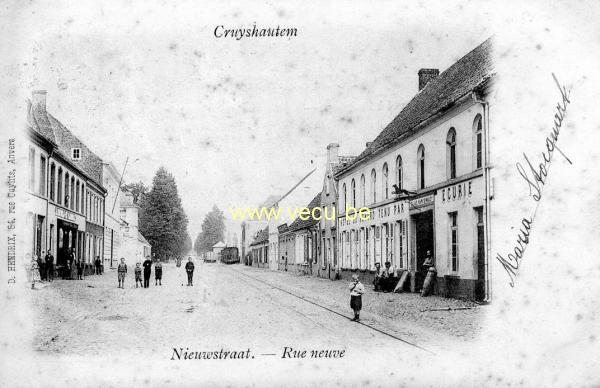 ancienne carte postale de Cruyshautem Rue Neuve