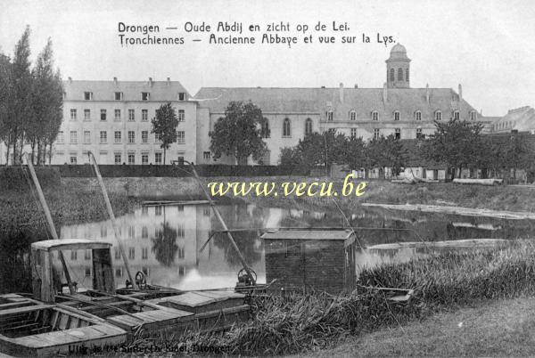 ancienne carte postale de Tronchiennes Ancienne Abbaye et vue sur la Lys