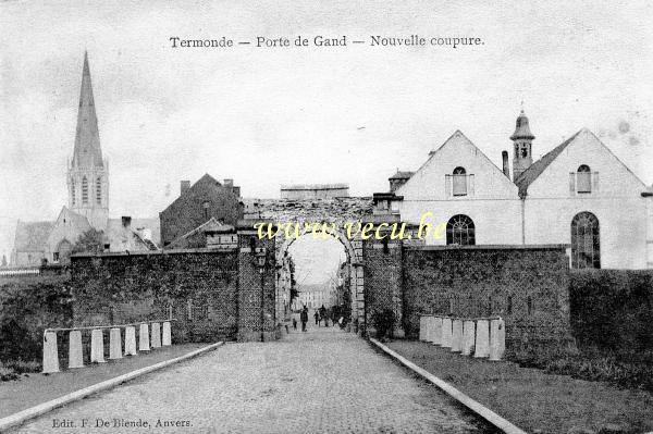 ancienne carte postale de Termonde Porte de Gand - Nouvelle Coupure