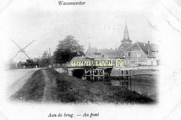 postkaart van Waasmunster Aan de brug