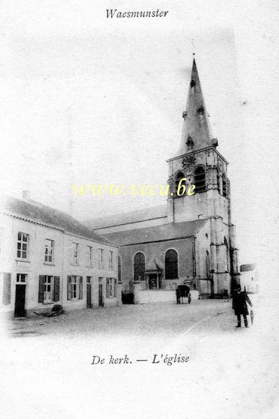 ancienne carte postale de Waesmunster L'église