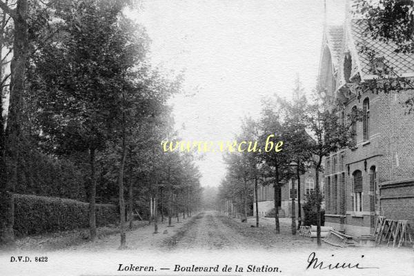 ancienne carte postale de Lokeren Boulevard de la Station