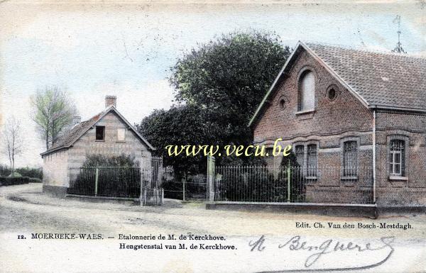 ancienne carte postale de Moerbeke-Waes Etalonnerie de M. de Kerckhove