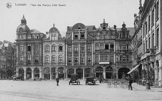 ancienne carte postale de Louvain Place des Martyrs (côté ouest)