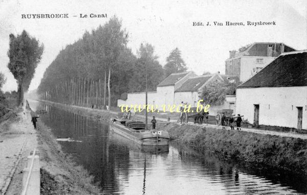 ancienne carte postale de Ruisbroek Le Canal