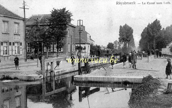 ancienne carte postale de Ruisbroek Le Canal vers Loth