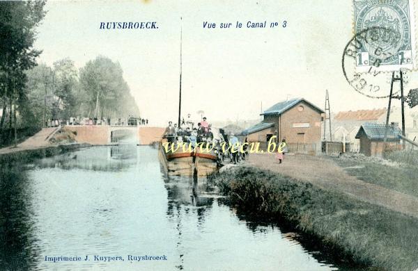 ancienne carte postale de Ruisbroek Vue sur le Canal
