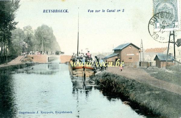 ancienne carte postale de Ruisbroek Vue sur le Canal