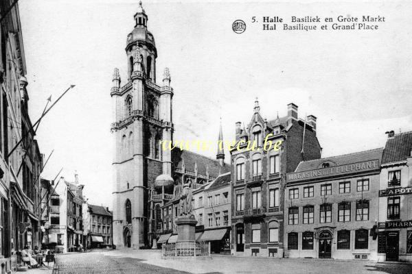 postkaart van Halle Basiliek en Grote Markt