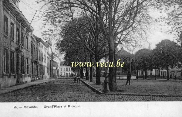ancienne carte postale de Vilvorde Grand place et kiosque