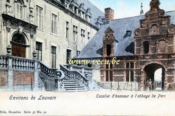 ancienne carte postale de Louvain Escalier d'honneur à l'abbaye de Parc