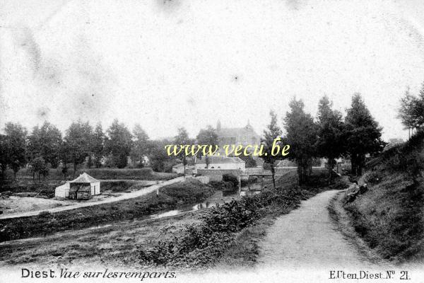 ancienne carte postale de Diest Vue sur les remparts