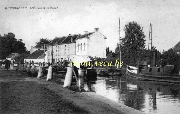 ancienne carte postale de Ruisbroek L'écluse et le canal