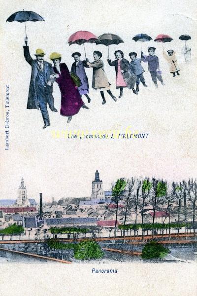 ancienne carte postale de Tirlemont Une promenade à Tirlemont - Panorama