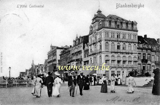 ancienne carte postale de Blankenberge L'hôtel Continental