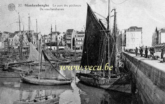 ancienne carte postale de Blankenberge Le port des pêcheurs - De visschershaven