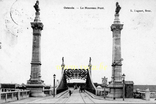 ancienne carte postale de Ostende Le nouveau pont