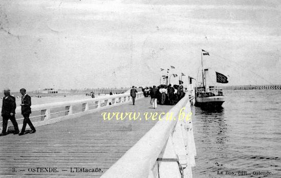 ancienne carte postale de Ostende L'estacade