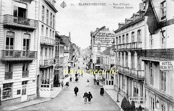ancienne carte postale de Blankenberge Rue d'Ouest - Western Street
