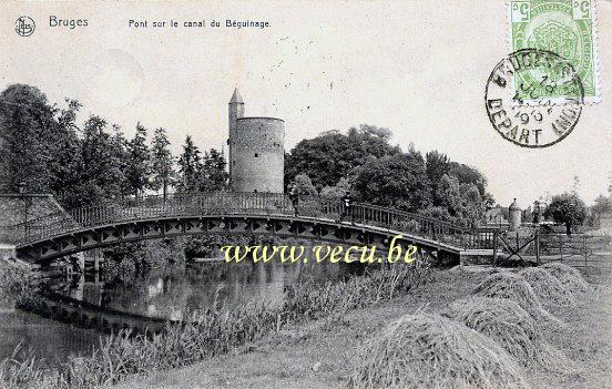 ancienne carte postale de Bruges Pont sur la canal du Béguinage