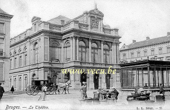 ancienne carte postale de Bruges Le Théatre