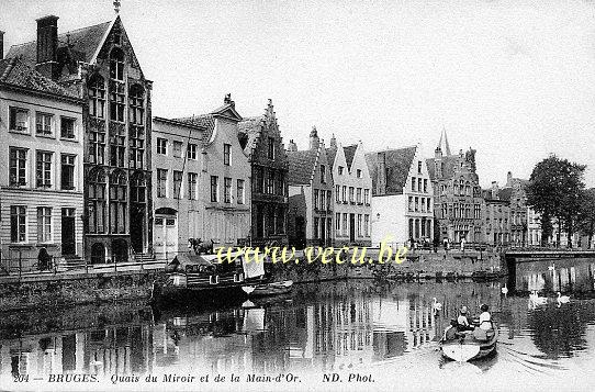 ancienne carte postale de Bruges Quai du Miroir et de la Main-d'Or