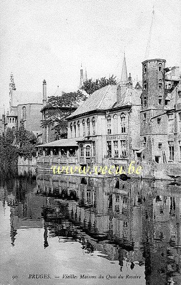 ancienne carte postale de Bruges Vieilles maisons du quai du Rosaire