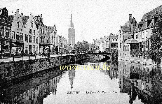 ancienne carte postale de Bruges Le Quai du Rosaire et le Dyver