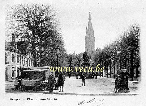 ancienne carte postale de Bruges Place Simon Stévin