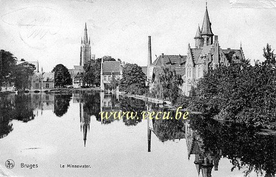 ancienne carte postale de Bruges Le Minnewater