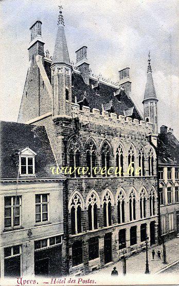 ancienne carte postale de Ypres Hôtel des postes